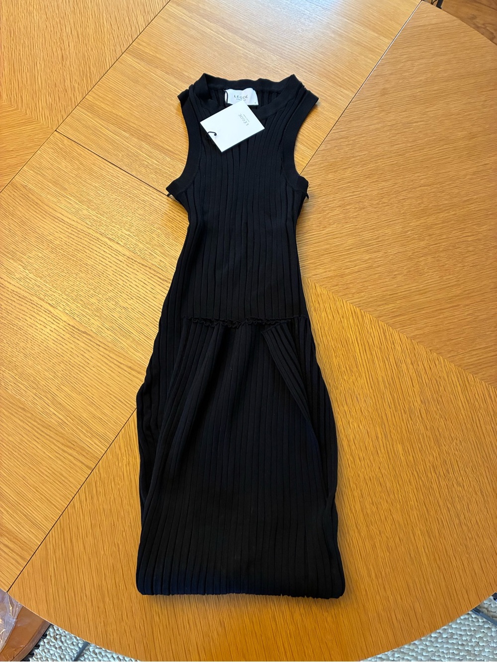 Legoe Heritage Sleeveless Rib-Knit Midi Dress in Black (Maternity)